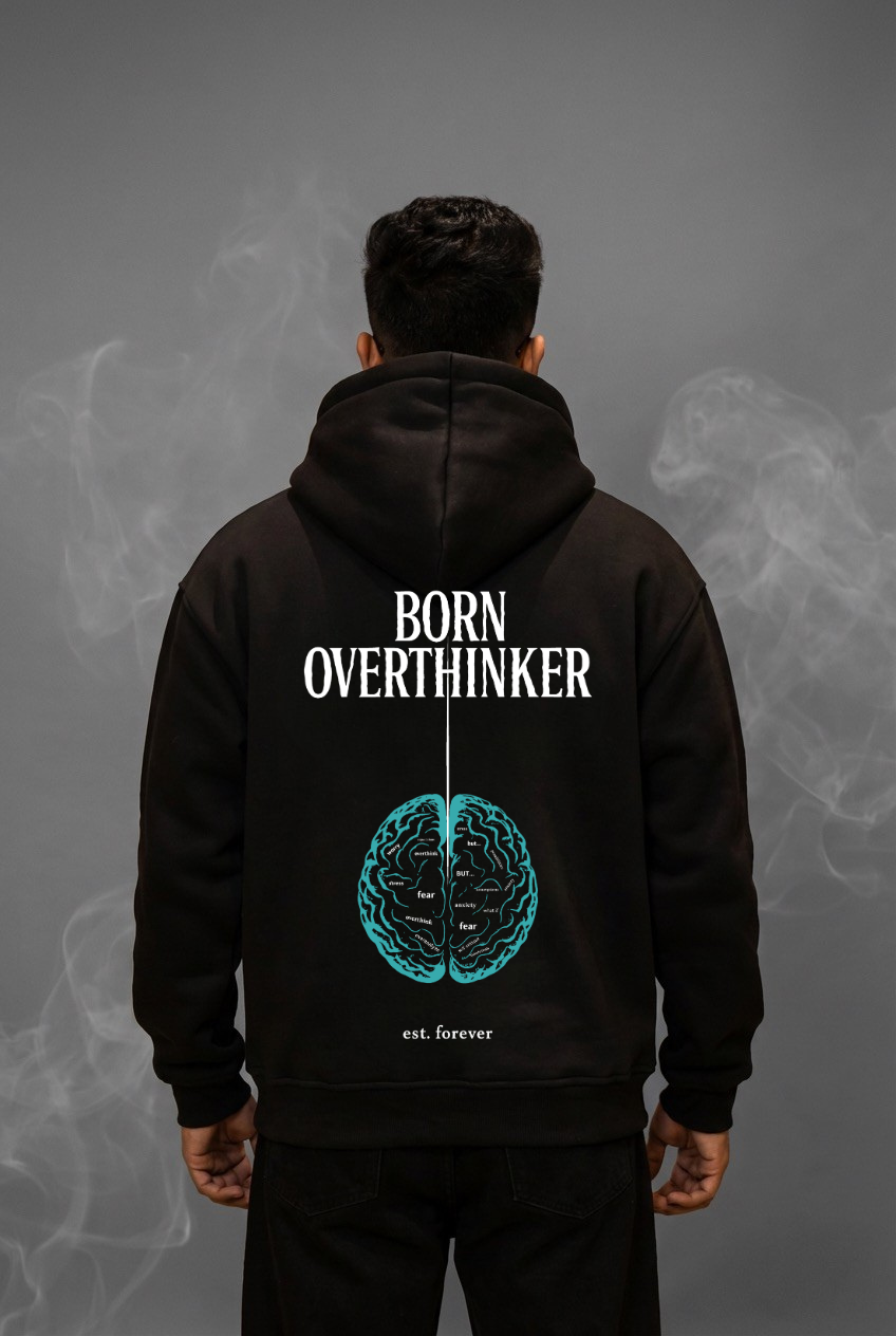 "Born Overthinker" Oversized Hoodie