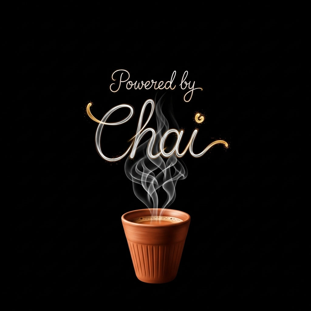 'Powered by Chai' Printed Oversized T-Shirt